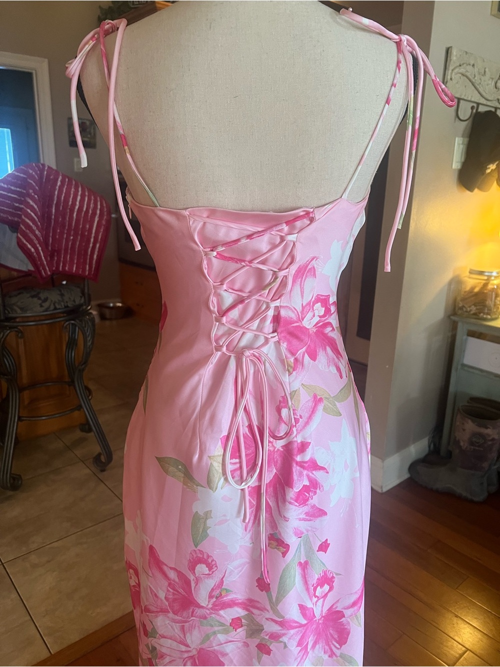 Beginning Boutique Pink Floral Satin Maxi Skirt - Picture 8 of 12